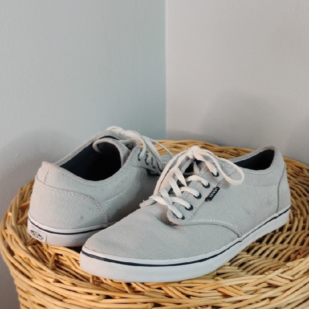 Vans Light Gray Canvas Shoes Women's Size 11 Lace Up Sneakers Casual Everyday - Picture 12 of 12